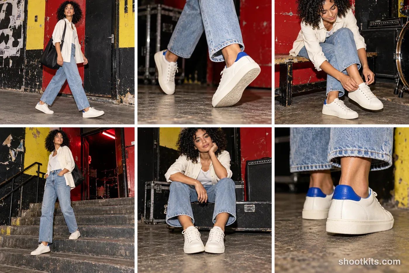 6-panel punk / diy sneaker lifestyle shoot made with ChatGPT