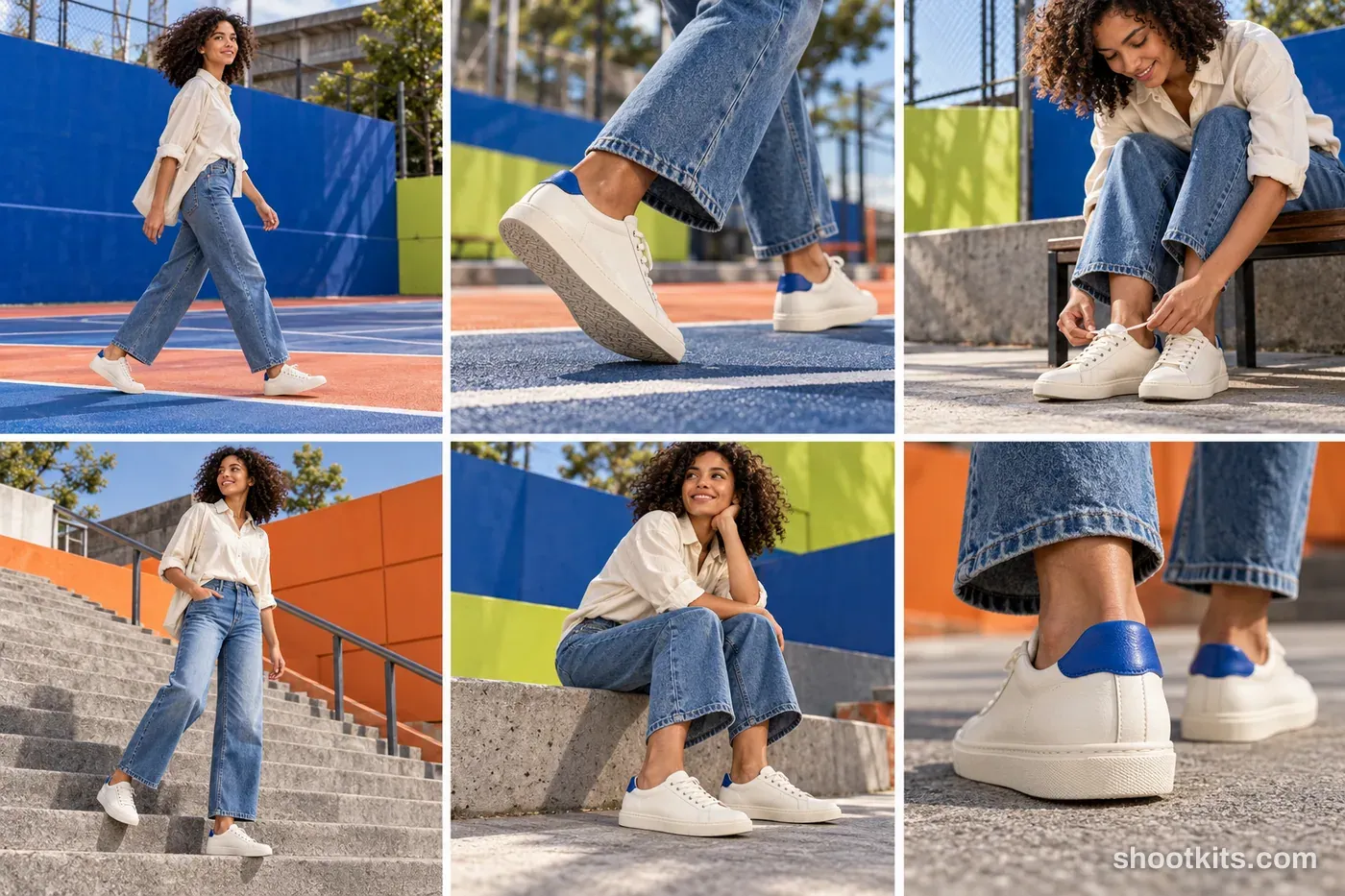 6-panel kinetic / sport sneaker lifestyle shoot made with ChatGPT