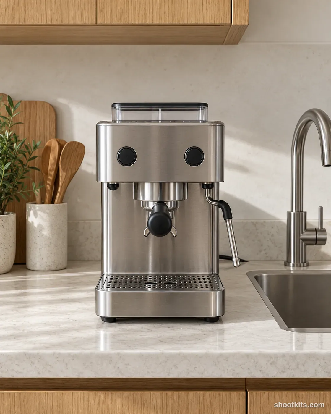 Small-space fit: kitchen appliance photo made with ChatGPT. Compact apartment kitchen.