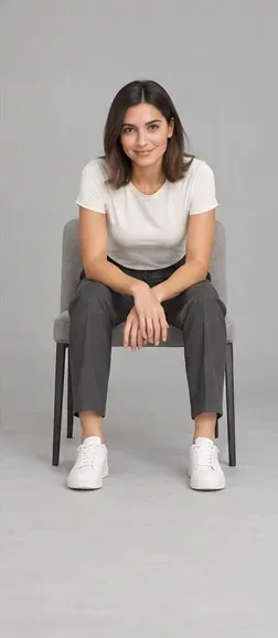 Fashion pose: Chair lean forward