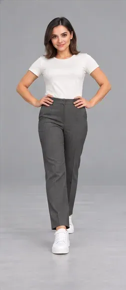 Fashion pose: Compressed telephoto view