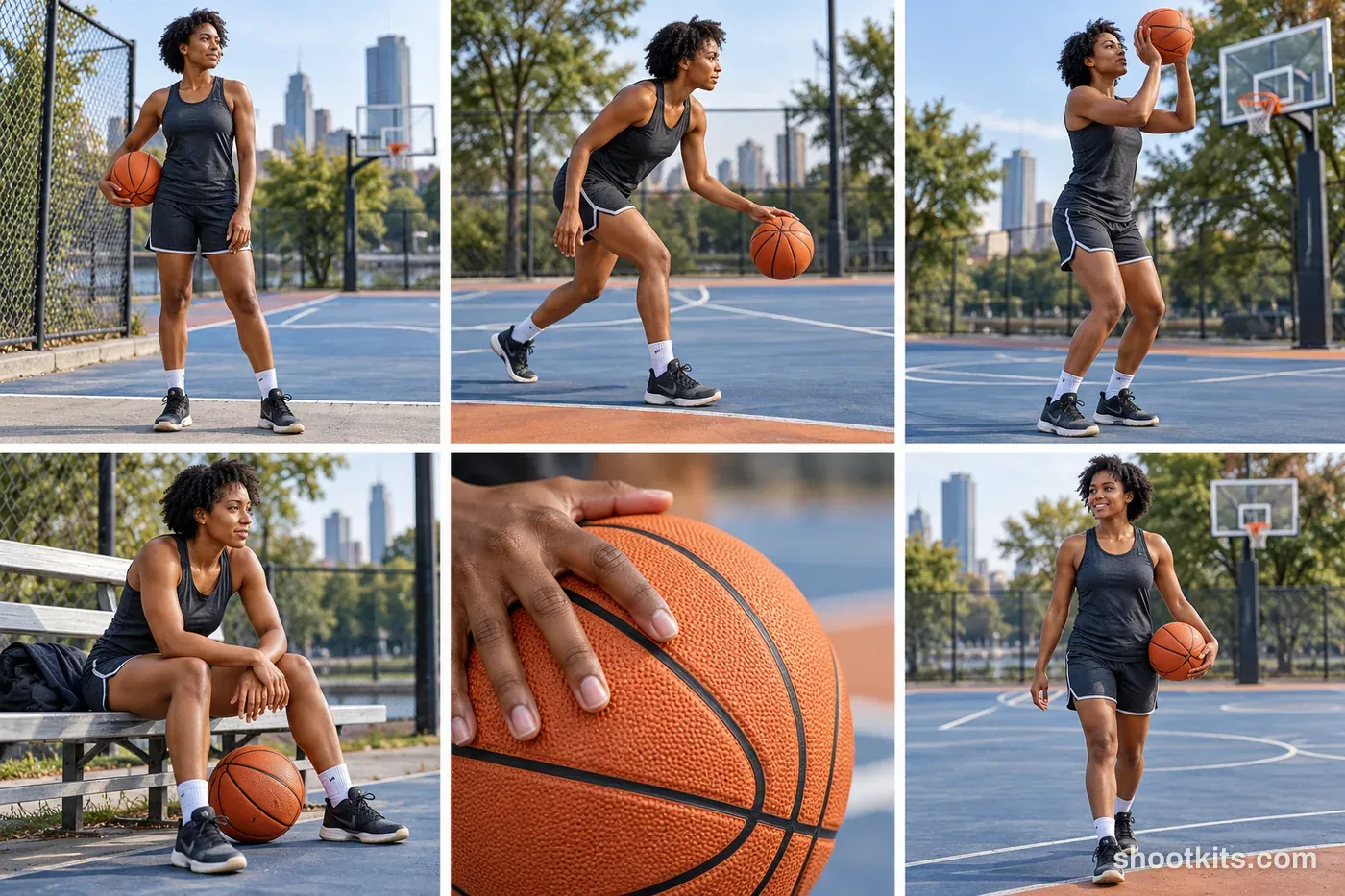 6-panel basketball lifestyle shoot made with ChatGPT