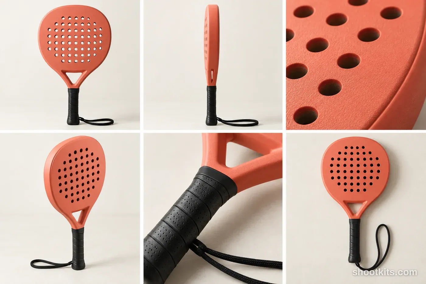 6-panel padel equipment product shots made with ChatGPT