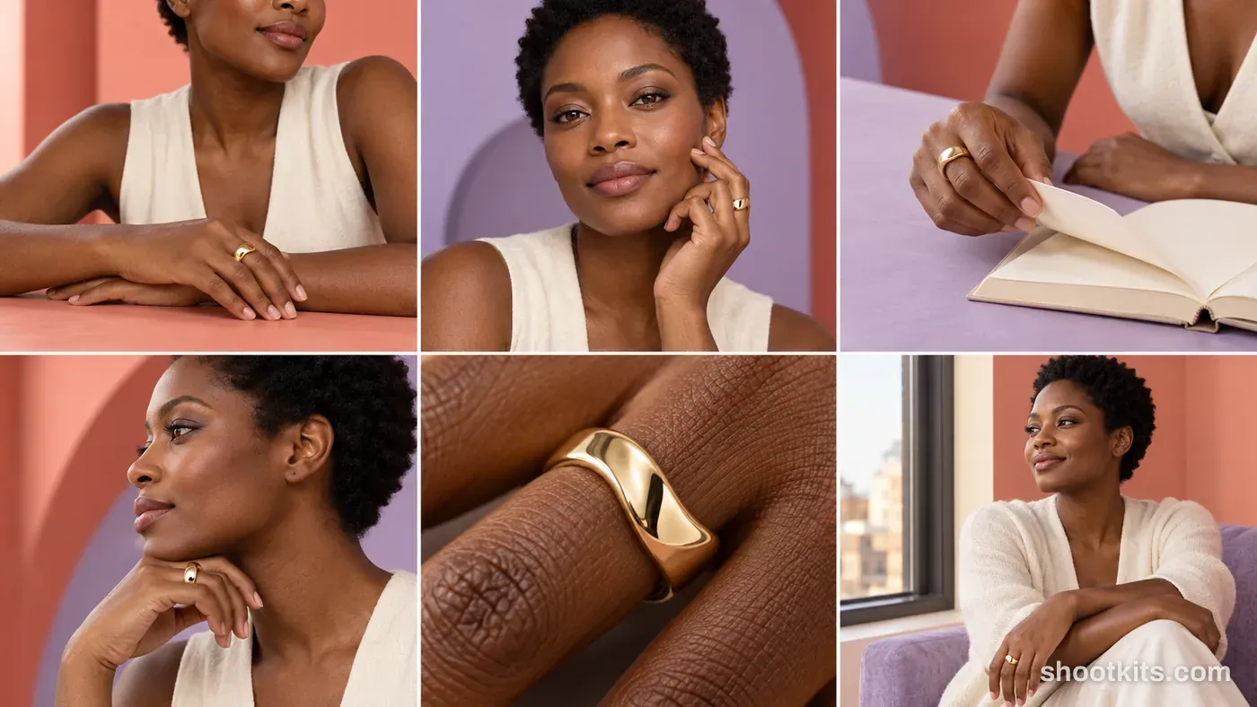 6-panel jewelry bold creative campaign made with ChatGPT