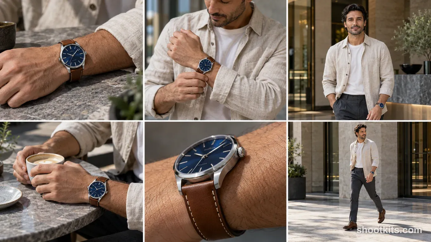 6-panel watch lifestyle campaign made with ChatGPT